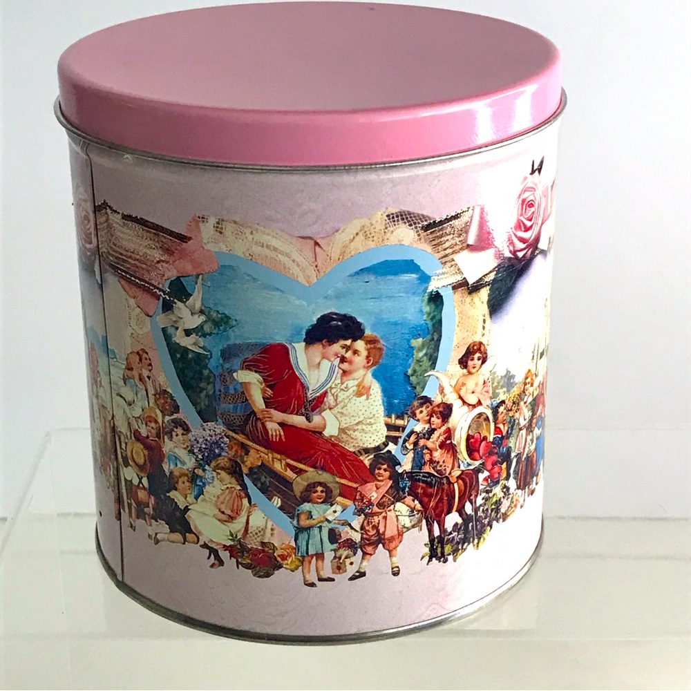 Victorian Valentines  Bader Dutch Biscuit Co Shortbread Cookie Tin Can - VTG